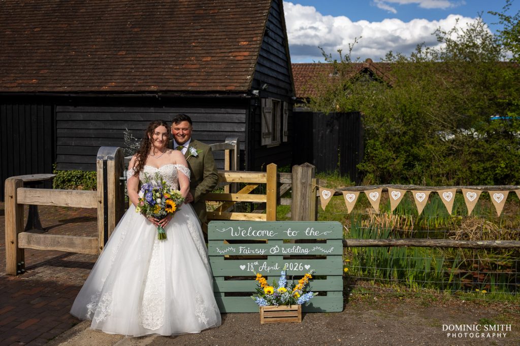 Bride and Groom at Gildings Barns