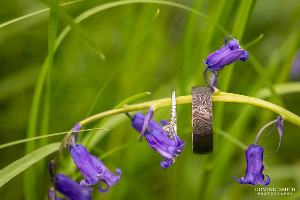 Wedding Rings on bluebells at Gildings Barns