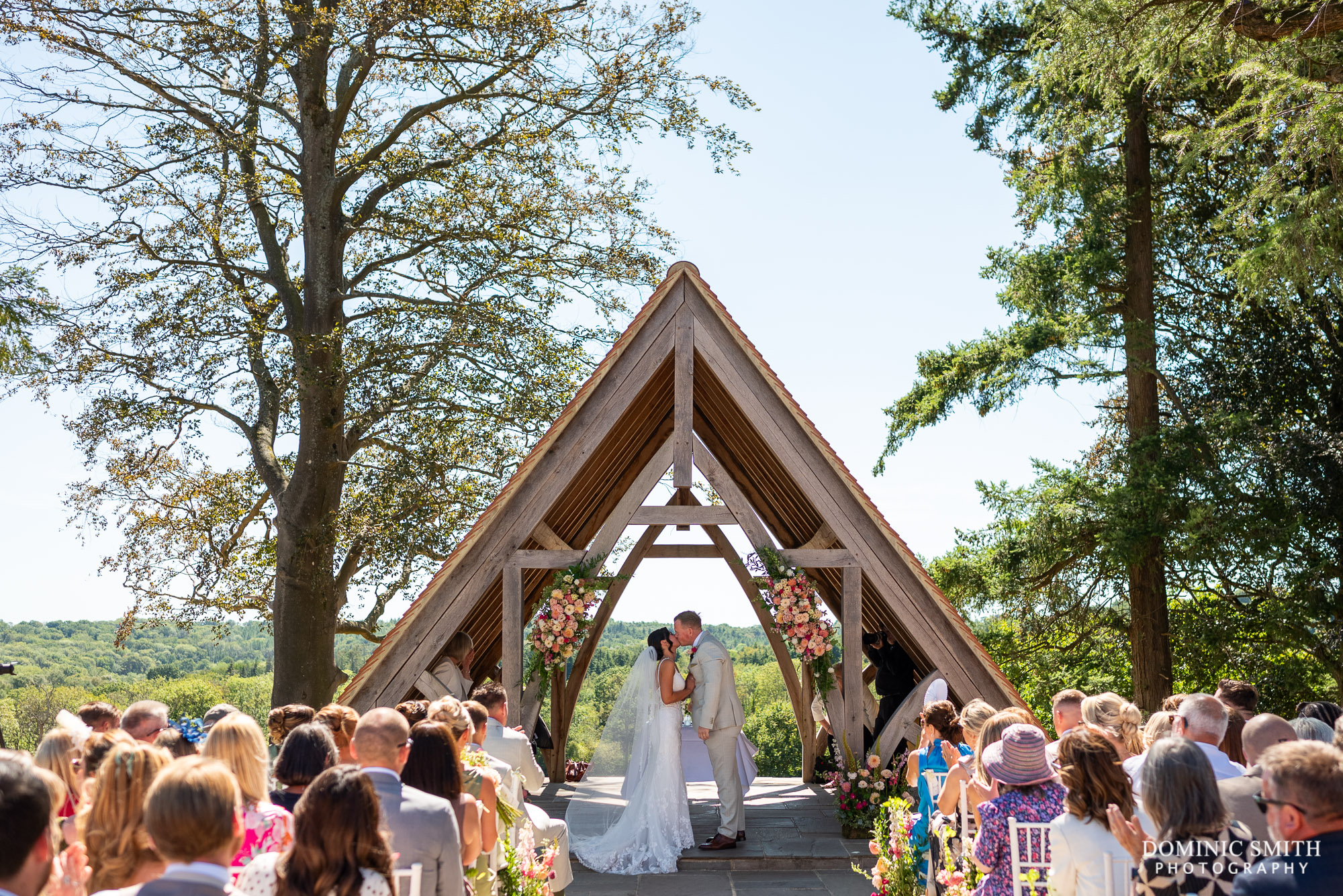 Bride and Groom first kiss at Highley Manor