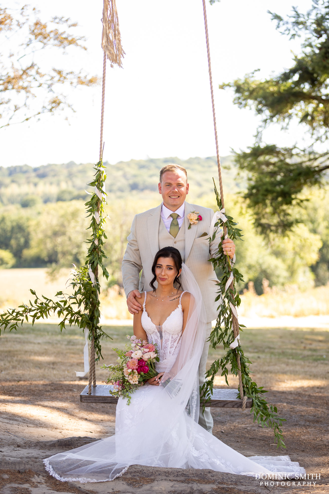Bride and Groom with the Highley Manor Swing